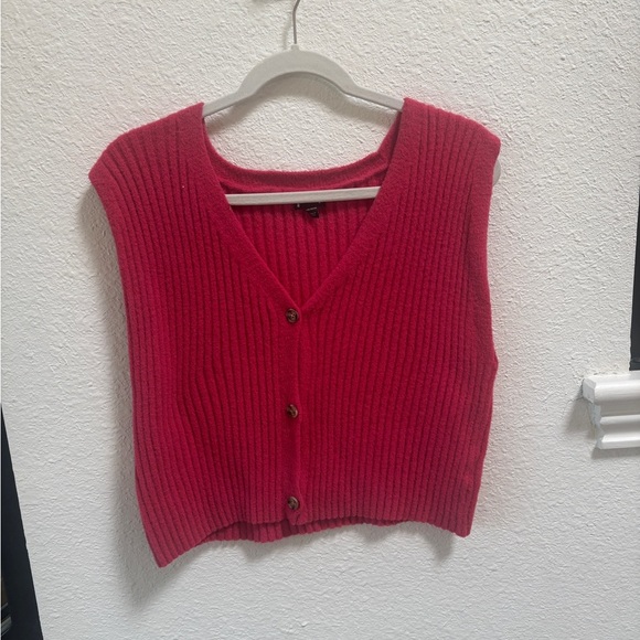 Hot Pink Ribbed Sweater Vest - Picture 1 of 4